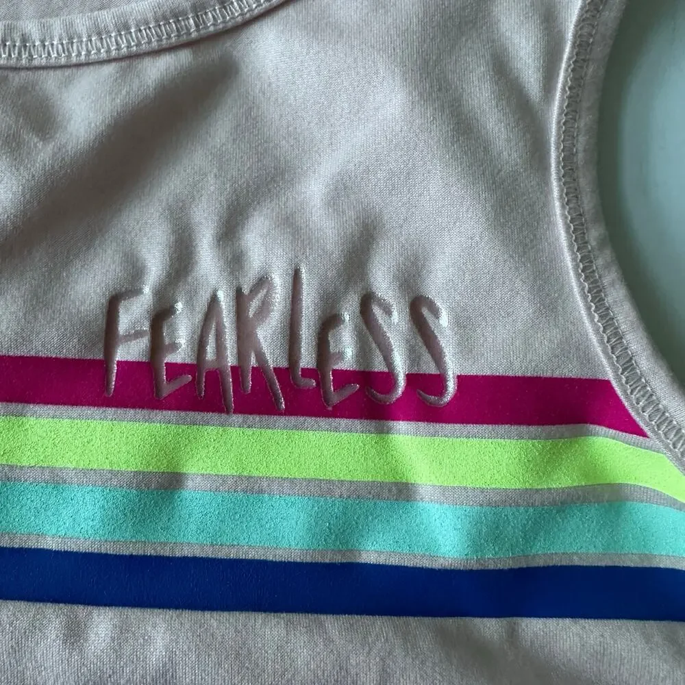 DSG Girls' Pink Fearless Rainbow Stripe Athletic Tank Top